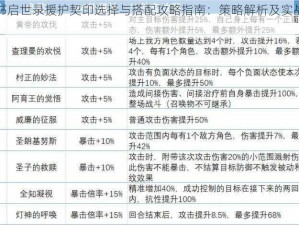 幻书启世录援护契印选择与搭配攻略指南：策略解析及实战应用