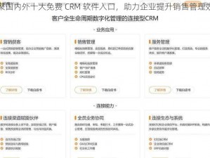 汇聚国内外十大免费 CRM 软件入口，助力企业提升销售管理效率