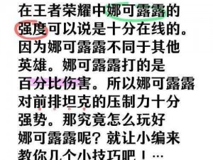 王者荣耀娜可露露轻松连胜秘诀：玩法详解与策略攻略