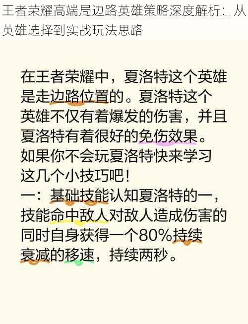 王者荣耀高端局边路英雄策略深度解析：从英雄选择到实战玩法思路