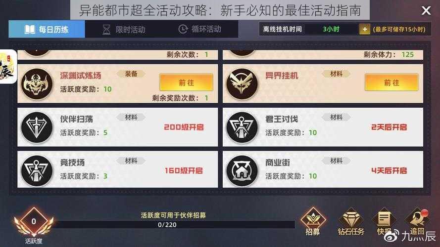 异能都市超全活动攻略：新手必知的最佳活动指南