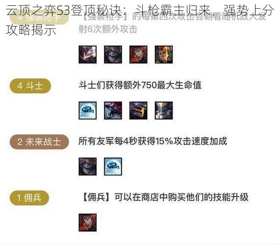 云顶之弈S3登顶秘诀：斗枪霸主归来，强势上分攻略揭示