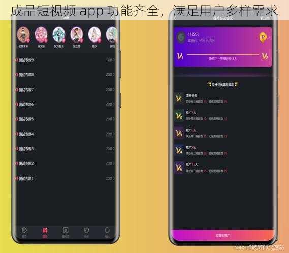 成品短视频 app 功能齐全，满足用户多样需求