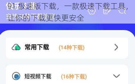 91 极速版下载，一款极速下载工具，让你的下载更快更安全