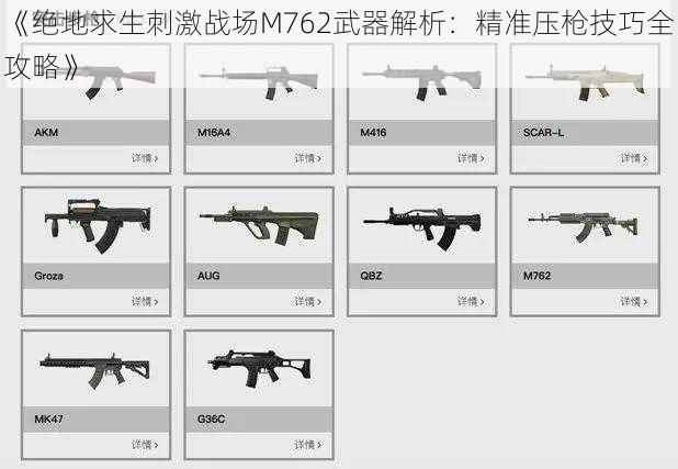 《绝地求生刺激战场M762武器解析：精准压枪技巧全攻略》