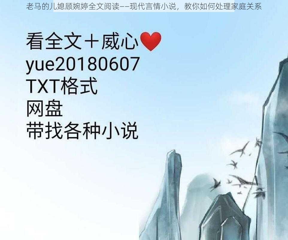 老马的儿媳顾婉婷全文阅读——现代言情小说，教你如何处理家庭关系