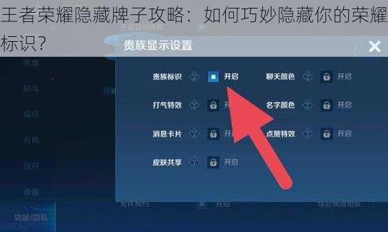 王者荣耀隐藏牌子攻略：如何巧妙隐藏你的荣耀标识？