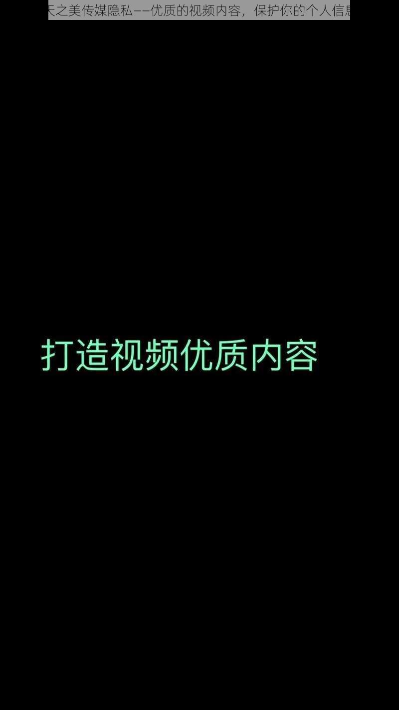 天之美传媒隐私——优质的视频内容，保护你的个人信息