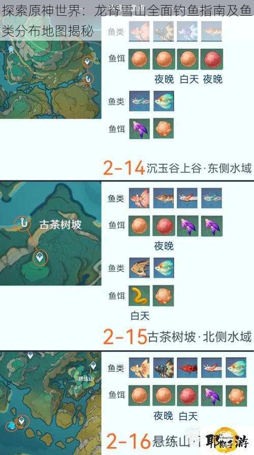 探索原神世界：龙脊雪山全面钓鱼指南及鱼类分布地图揭秘