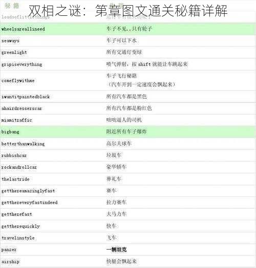 双相之谜：第章图文通关秘籍详解