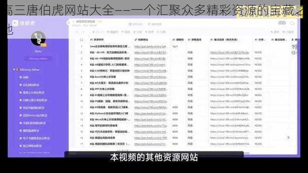 高三唐伯虎网站大全——一个汇聚众多精彩资源的宝藏之地