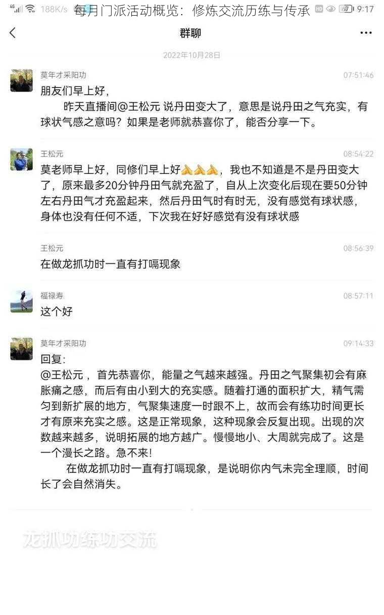 每月门派活动概览：修炼交流历练与传承