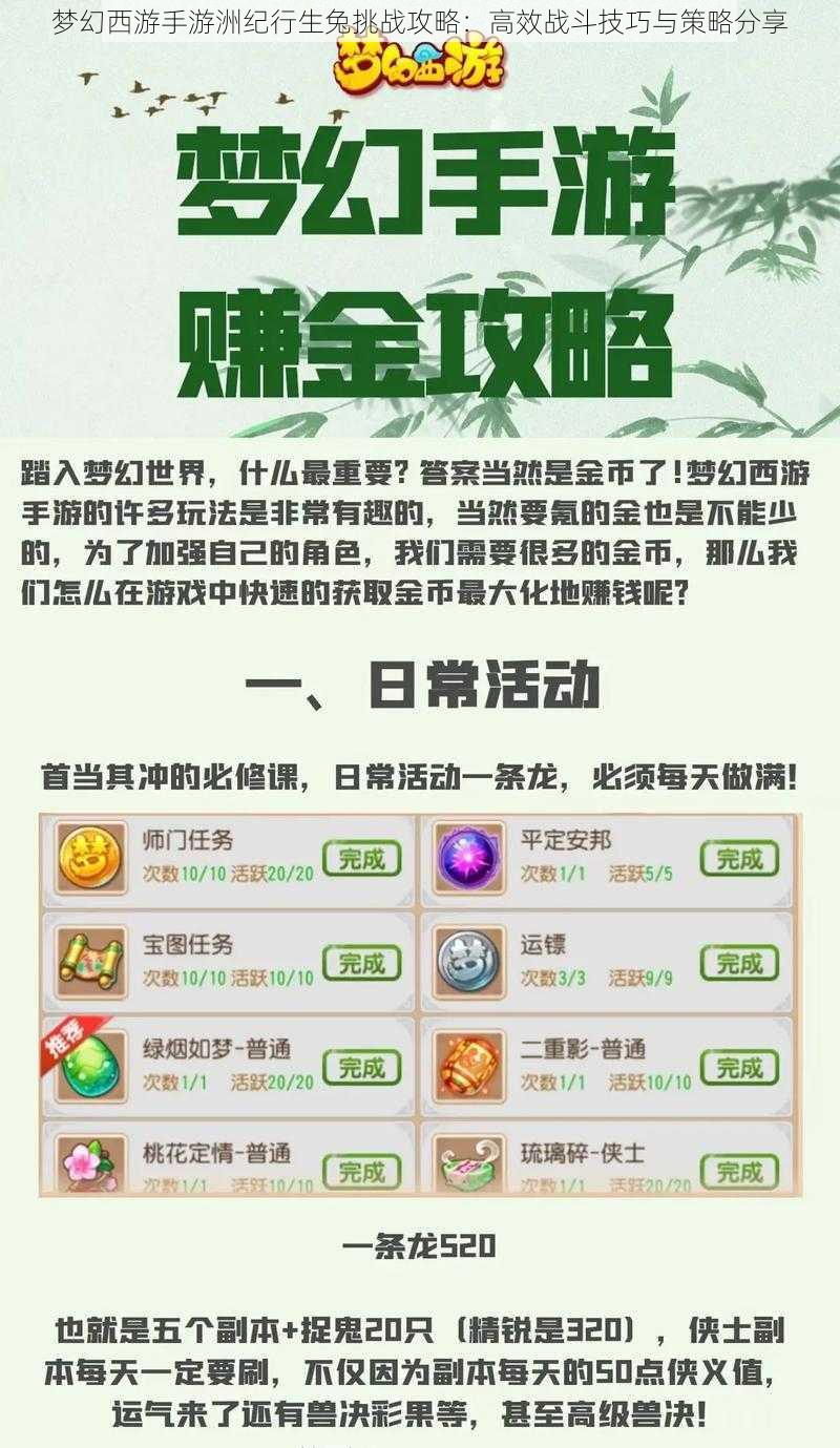 梦幻西游手游洲纪行生兔挑战攻略：高效战斗技巧与策略分享