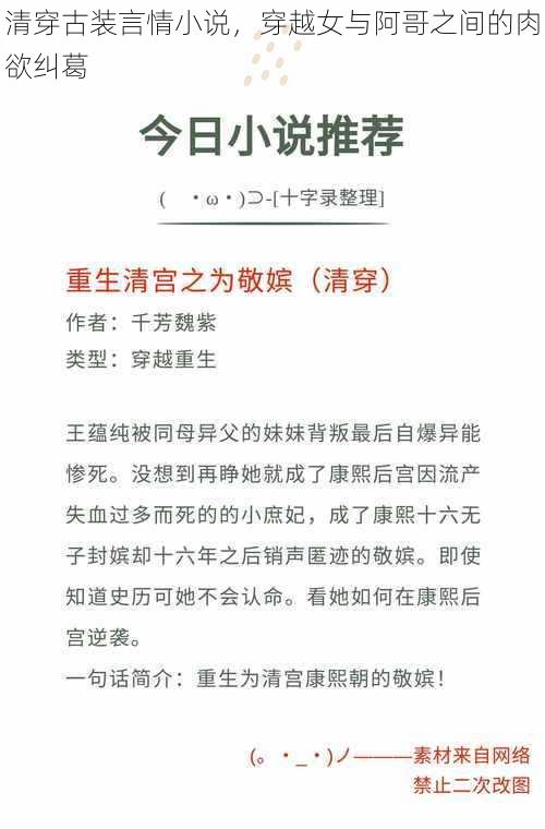 清穿古装言情小说，穿越女与阿哥之间的肉欲纠葛