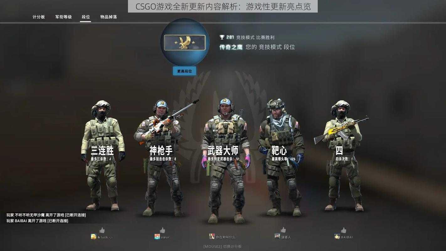 CSGO游戏全新更新内容解析：游戏性更新亮点览